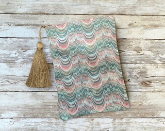 Pink and Teal Marbled Tarot Oracle Deck Bag with Silk Lining 5x7 Handcrafted in the USA