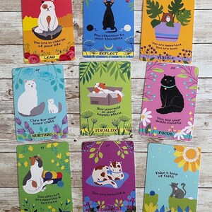 BLOOMING CAT ORACLE Deck Holiday Sale, 50 Card Cat Oracle Affirmation Deck, Cat Tarot Deck, Cat Lover Cute Oracle Tarot Deck Valentine Gift image 3