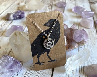 Pentacle Dainty Minimalist Silver Necklace Small Pentagram Simple Delicate Layering Protection Necklace