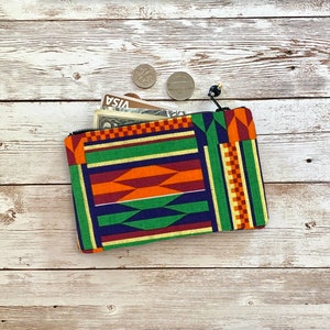 Colorful African Kente Coin Purse, Small Zip Pouch, Small Wallet Gift Idea, Christmas Birthday Valentine Gift