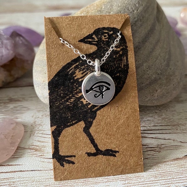 Eye of Ra Dainty Minimalist Silver Necklace Egyptian Simple Layering Protection Necklace