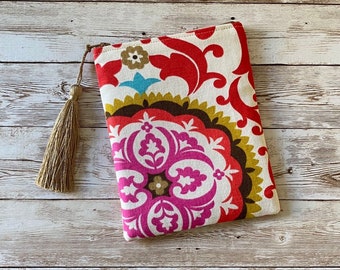 Pretty Colorful Floral Tarot Oracle Deck Bag with Silk Lining 5x7 Handcrafted in the USA Crystals Dice Bag