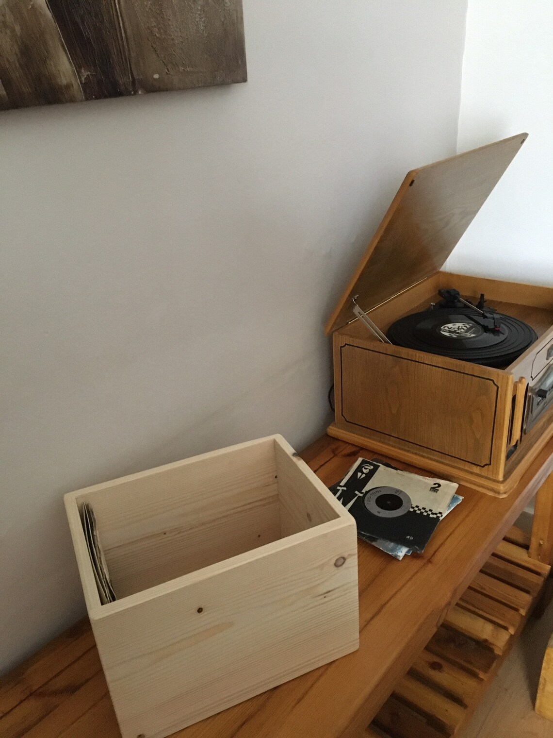 Record storage box 7 inch handmade reclaimed single case 120 Etsy