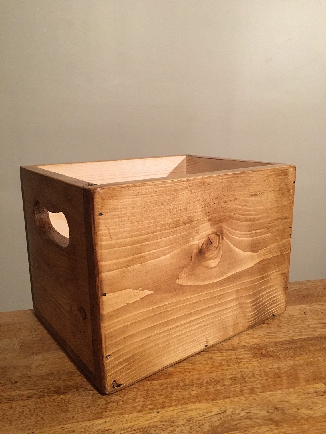 7 inch vinyl record storage crate 120 sleeves HMV label Etsy