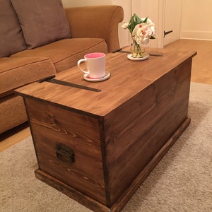 Dark Oak coloured solid pine trunk vintage style storage box DELIVERY QUOTE AVAILABLE