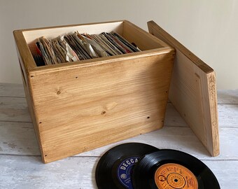 Record Box With Lid 7” Vinyl Storage Vintage Style HMV Label 120