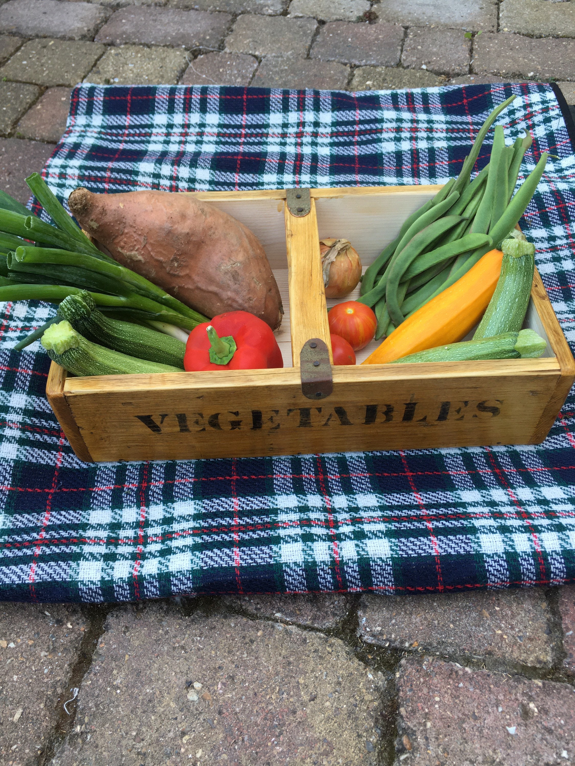 Vegetable trug Vintage style veg box tray personalised gift. Etsy