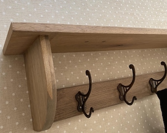 Reclaimed Oak Coat and Hat shelf rack