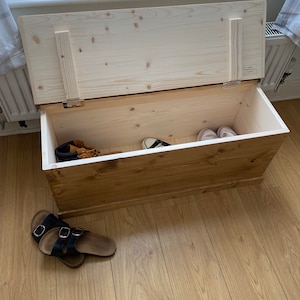 Pine trunk storage box antique style solid pine chest. DELIVERY QUOTE AVAILABLE.