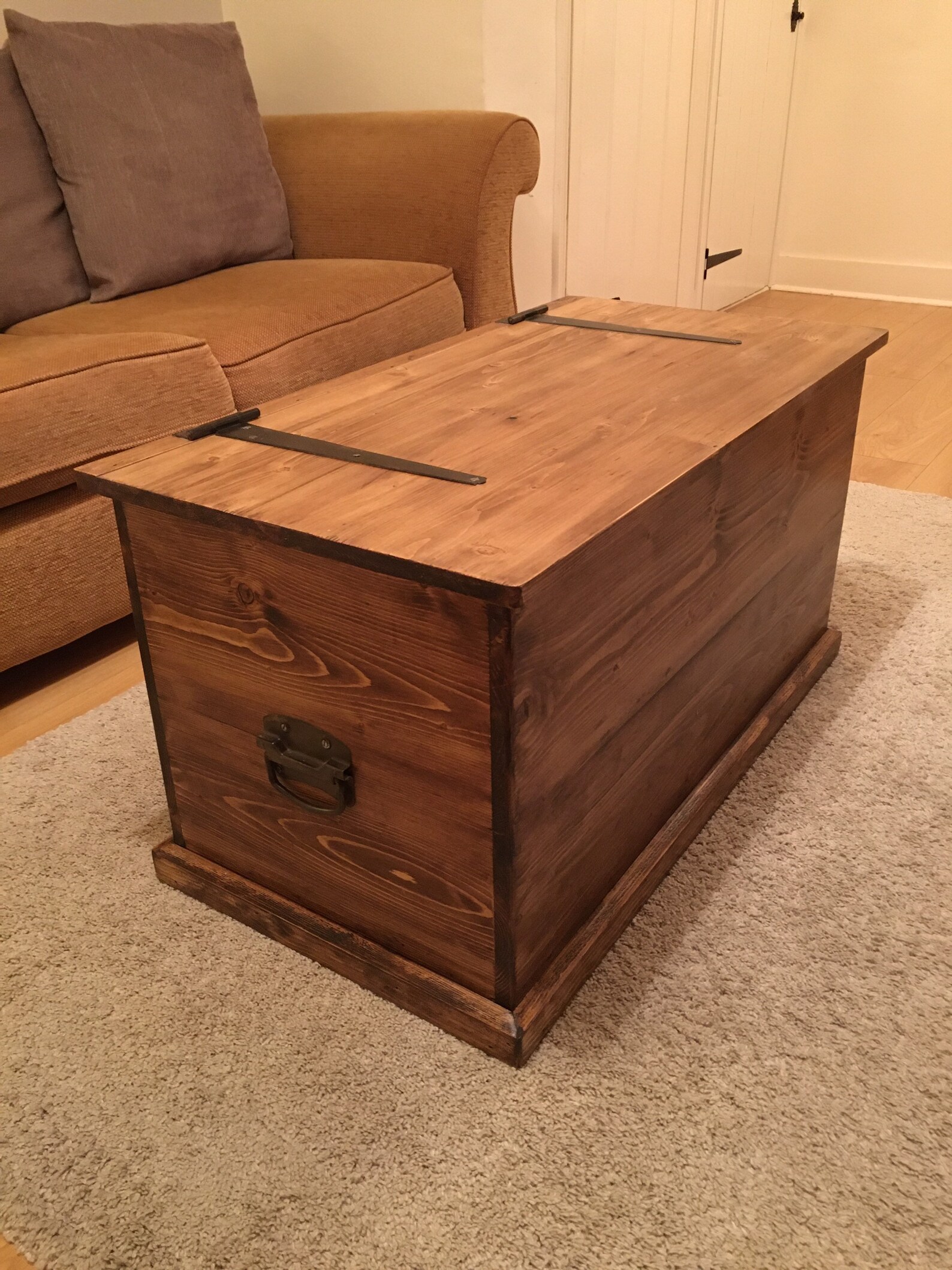 Dark Oak Coloured Solid Pine Trunk Vintage Style Storage Box Etsy UK
