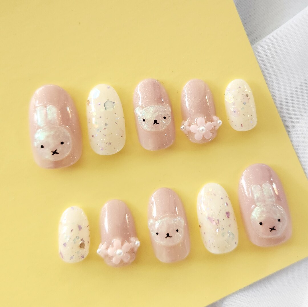 Pearly Miffy Press-on Nails - Etsy