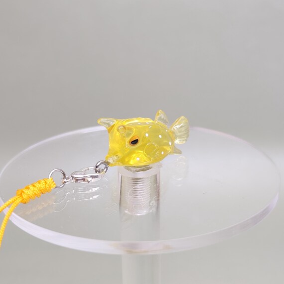 Longhorn cowfish boxfish charm mobile phone keychain  marine biology sea life  gift