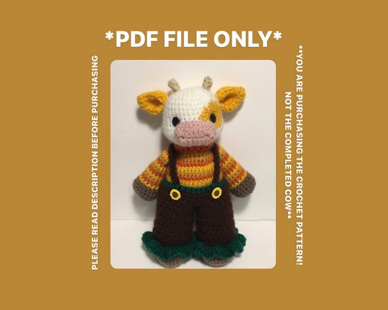 Sunflower Cow Crochet Pattern Etsy