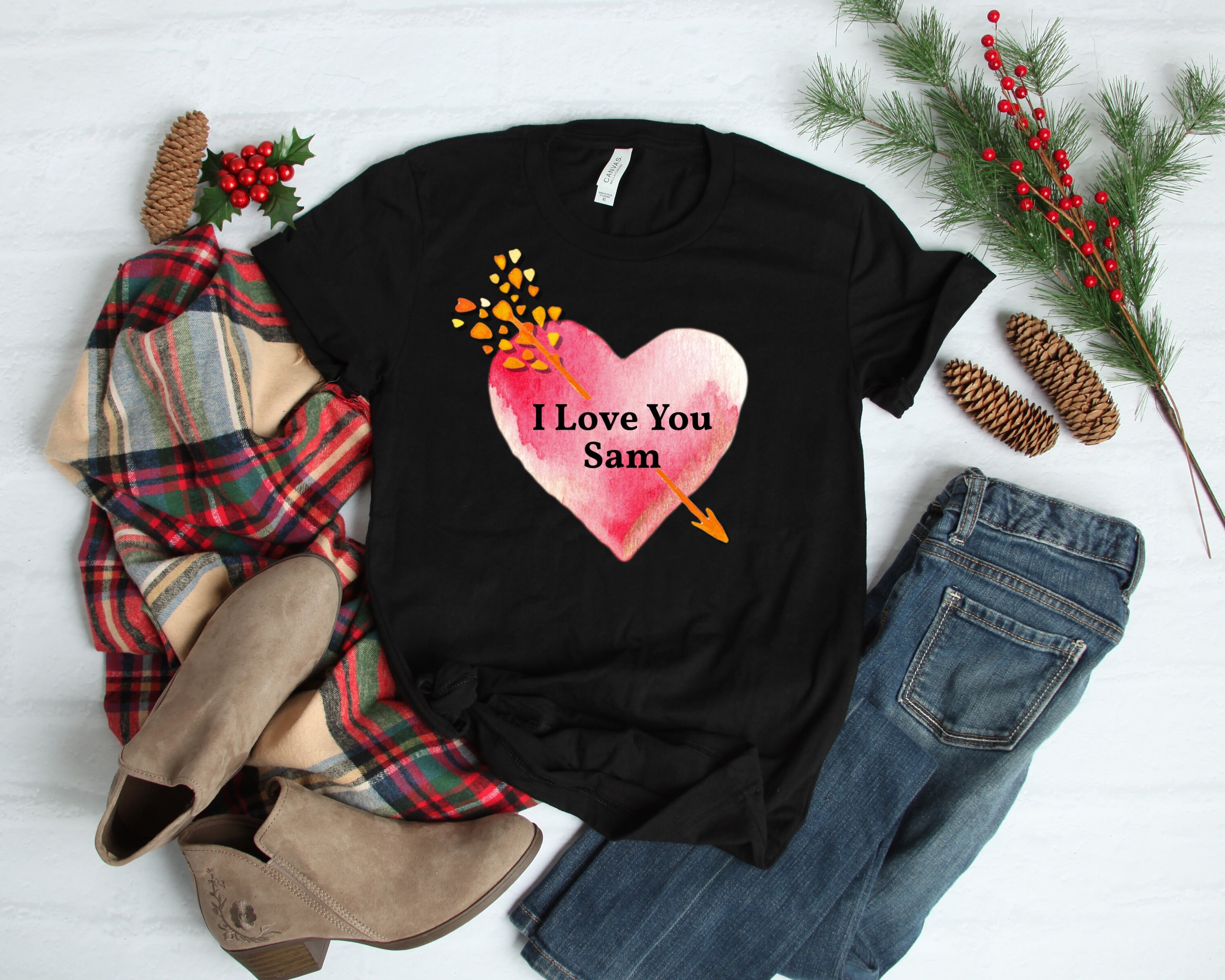 I Love You Personalized T-shirt Custom I Heart Love Printed T - Etsy
