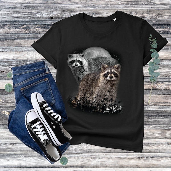Raccoon Tshirt , Raccoon Shirt, Raccoon Graphic Design, Gift for Her, Gift for Him, Animal Shirt, Cute Raccoon, Animal Art