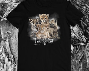 Camicia leone, motivo Africa, camicia amante degli animali, camicia ghepardo, camicia animale selvatico, amante predatore, camicia grafica animale, amante leopardo,