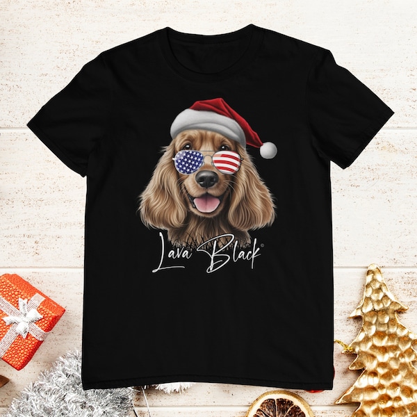 Teenager Shirt Cocker Spaniel Hund Santa Claus Mütze, Cocker Spaniel American Style, Hunde Weihnachts Design, Cocker Spaniel Motiv