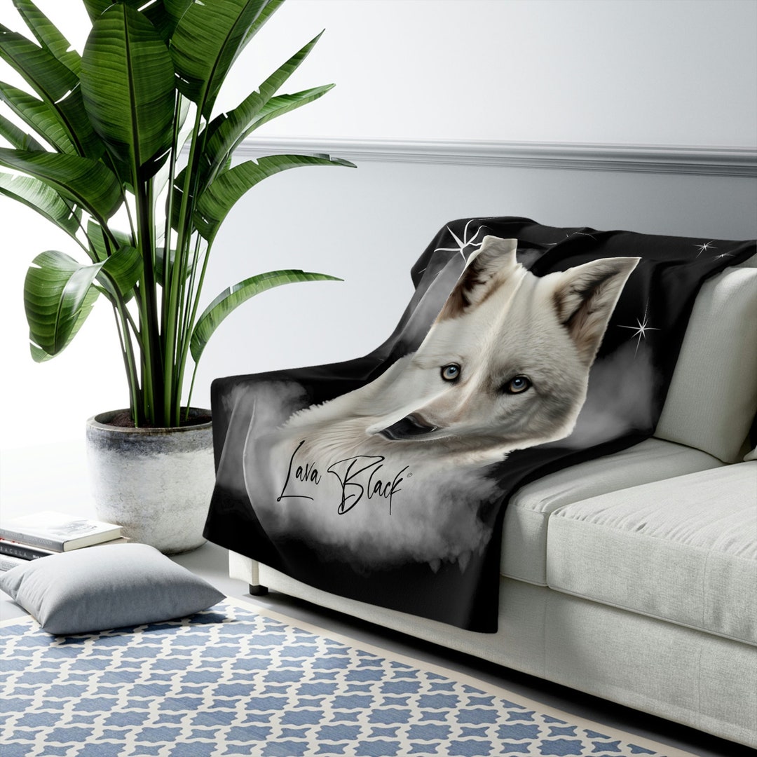 White Wolf Sherpa Fleece Blanket Wolf Snuggle Blanket Wolf Etsy