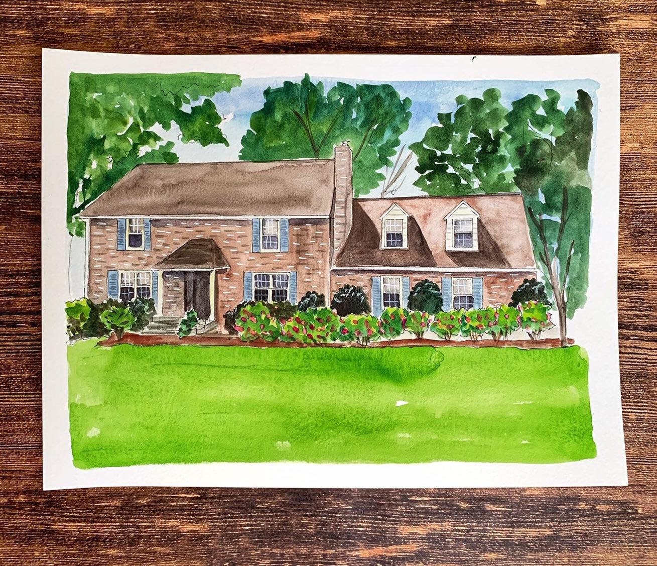 CUSTOM HOUSE DRAWING Watercolor House Unique Custom Family Etsy
