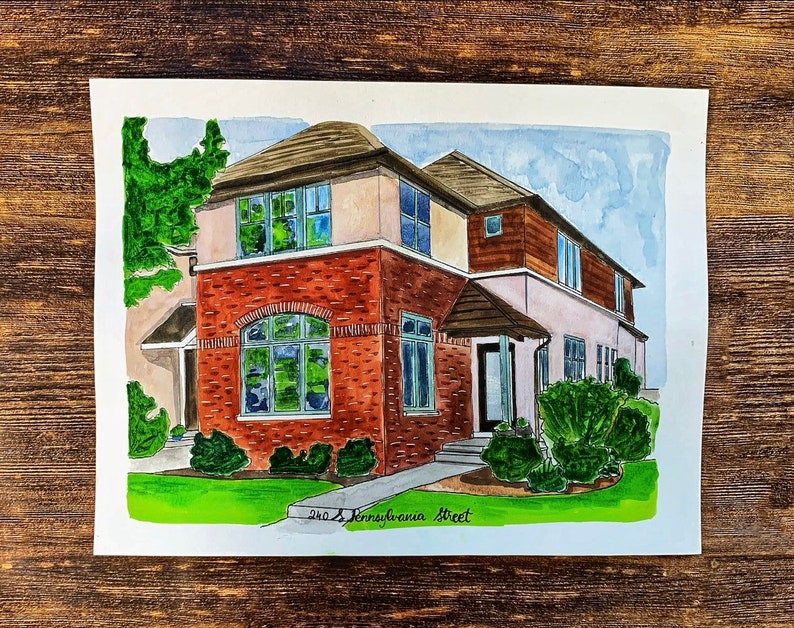 Watercolor House Painting Custom Watercolor Home House Etsy