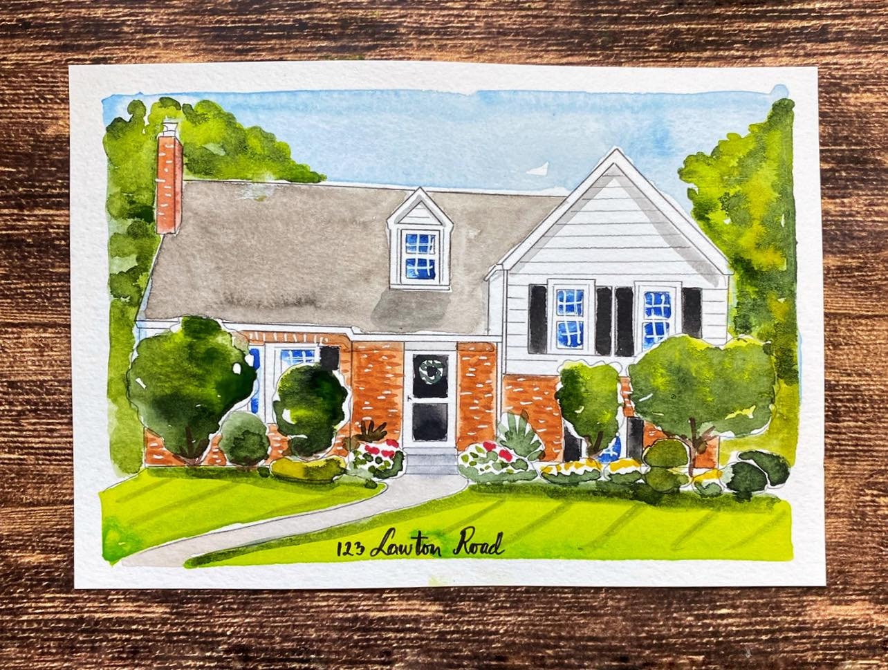 CUSTOM HOUSE SKETCH, Hand Drawn House, Watercolor Custom Architectural