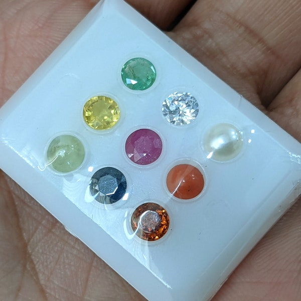 2-6mm Natural Certified Loose Navratna Gemstone | Navratan | 9 Gems Jewelry Making | Set of Nine Precious Gemstones | Calibrated Birthstone