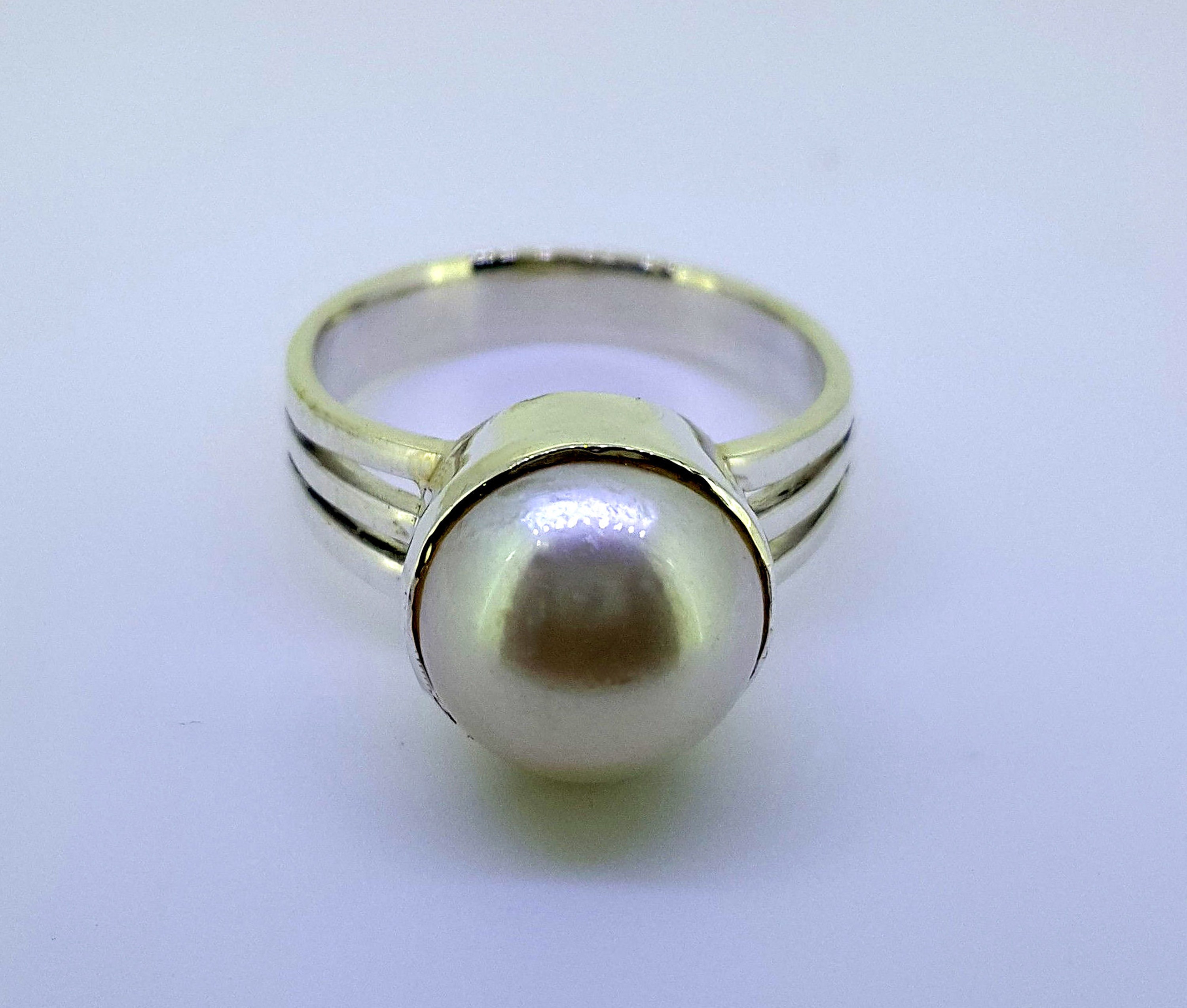 8.25 Ratti White Pearl Gold Plated Ring 100% Certified Original Moti  Gemstone For Man and Woman With Lab Certificate Finger Rings