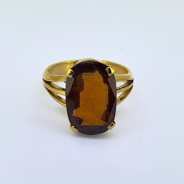 Certified 3-10ct Natural Hessonite (Gomed) Astrological Panchdhatu Ring | Rahu Remedy | Boost Concentration Love Harmony & Peace | Protector