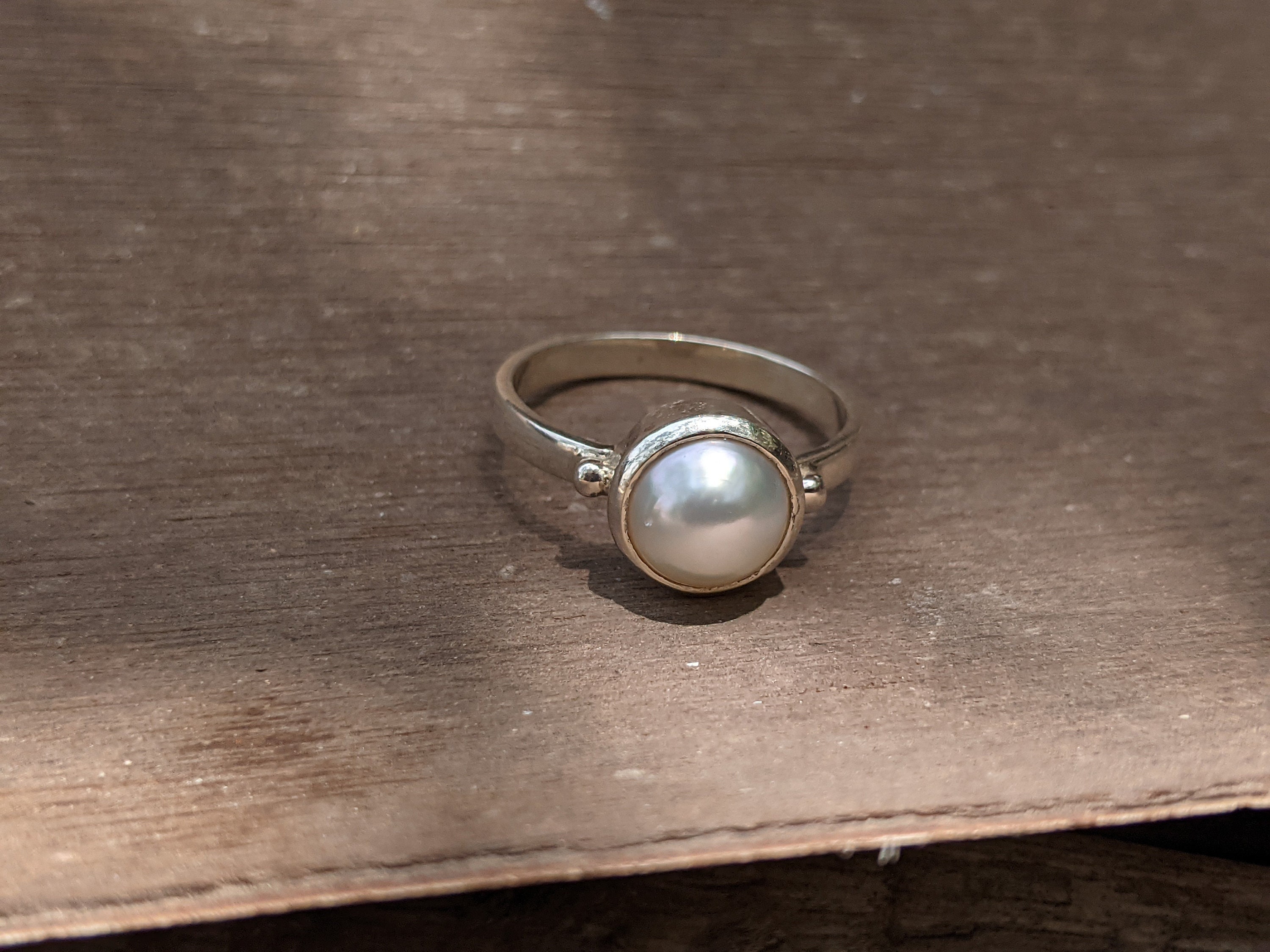 Natural South Sea Pearl Gemstone Silver Ring | 3-10ct Vedic