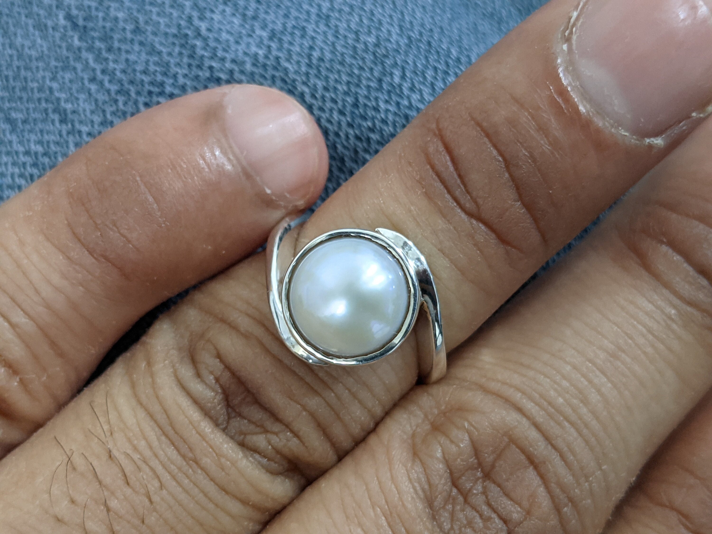 Natural Pearl Ring White Pearl 925 Sterlinng Silver Statement Ring Boho Ring  | eBay