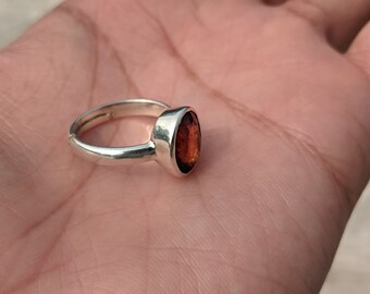 Natural Hessonite (gomedh) Gemstone Silver Ring 3-10ct Certified