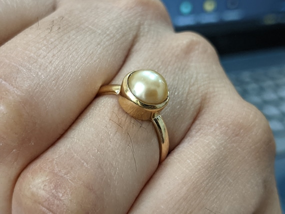 Natural Golden South Sea Pearl Gemstone Panchdhatu Ring 