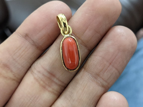 Certified Natural 3 8ct Red Coral Gemstone Panchdhatu sterling