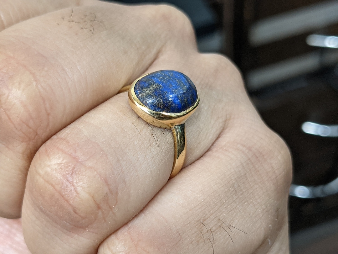 Certified 3 10ct Lapis Lazuli Lajward Gemstone Saturn Shani Planet Birthstone Vedic Astrology Alloy silver Ring Etsy