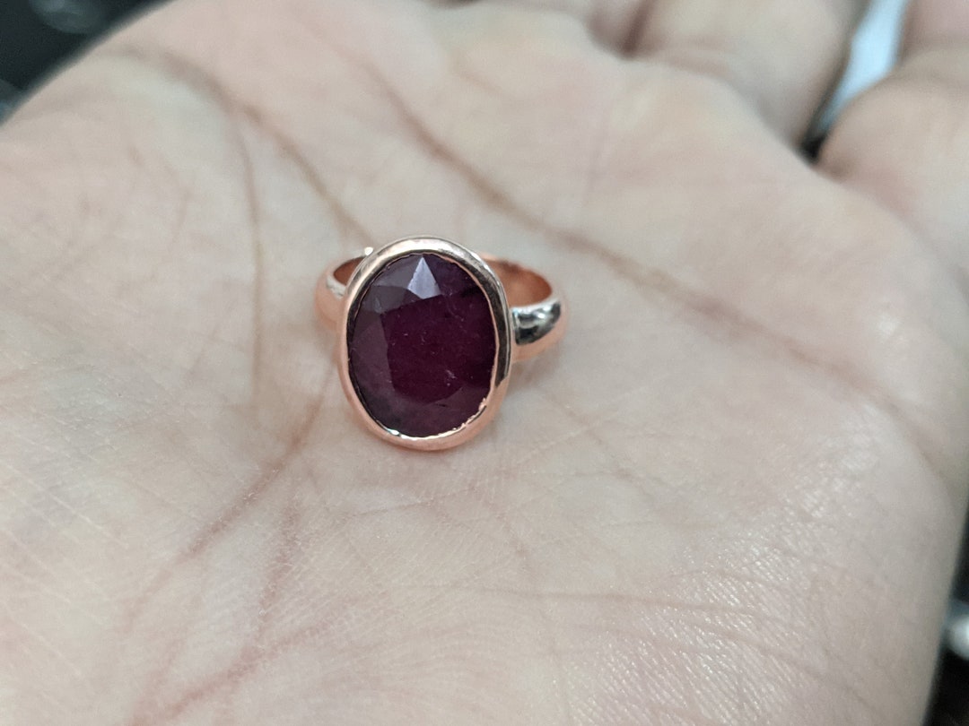 Jewelry Manik Ring In Copper Copper Ring Ruby Gemstone On Wood