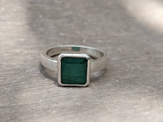 Certified 3 10ct Natural Emerald Panna Astrological Sterling Silver Ring for Strengthening Mercury Enhancing Intelligence and Career Growth Etsy