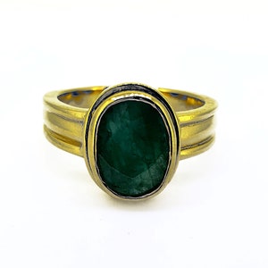 Certified 3-10ct Natural Emerald (Panna) Astrological Panchdhatu Ring for Strengthening Mercury Enhancing Your Intelligence & Career Growth