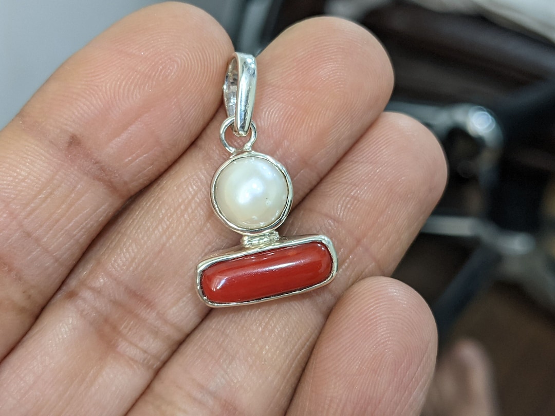 Certified Natural 3-8ct South Sea Pearl With Red Coral Gemstone