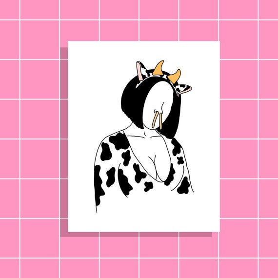 Doja Cat Bitch Im A Cow Line Drawing Cow Print Etsy India