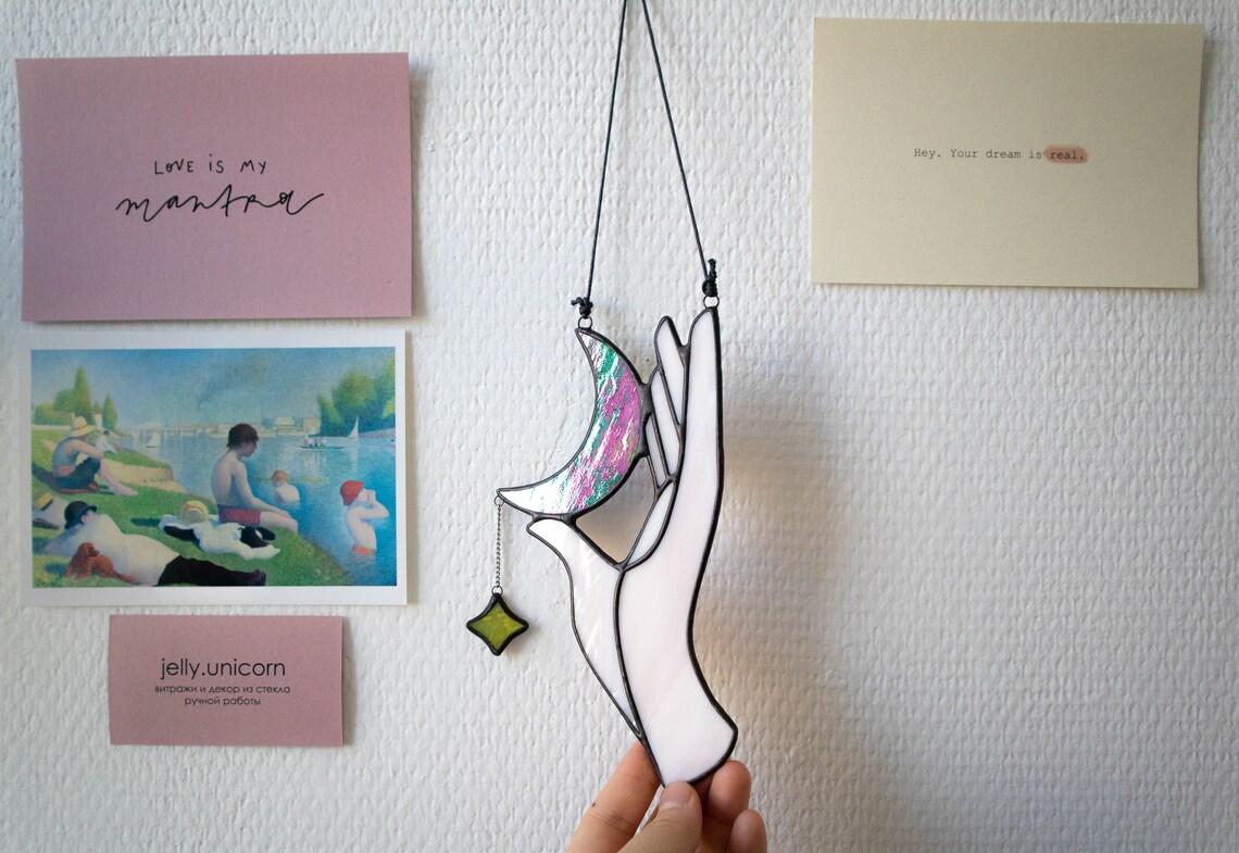 Stained glass magical hand suncatcher Etsy