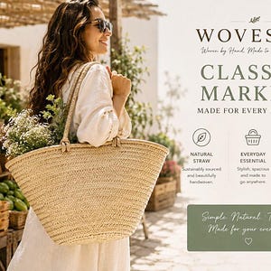 Strohkorb, gewebte Strandtasche, Strohtasche, Marktkorb, Sommerstrandtasche
