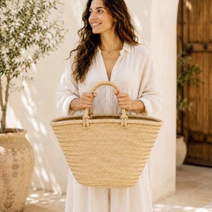 Straw Basket Beach Bag, Woven Basket, Straw Tote Bag, Beach Tote, Summer Holiday Bag