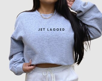 Jetlagged sweatshirt met ronde hals, jetlagged pullover, vliegtuigreisoutfit, loungewear, casual sweatshirt