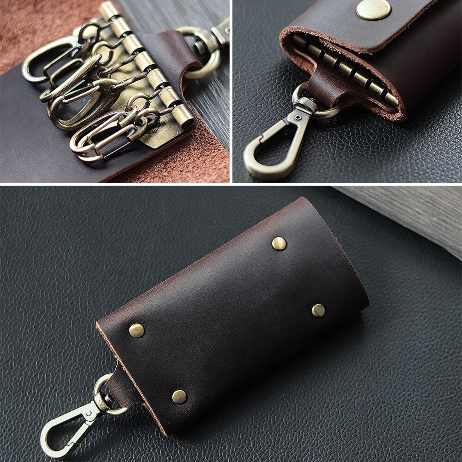 Genuine Leather Keychain Pouch Keys Wallet Keychain Wallet Etsy