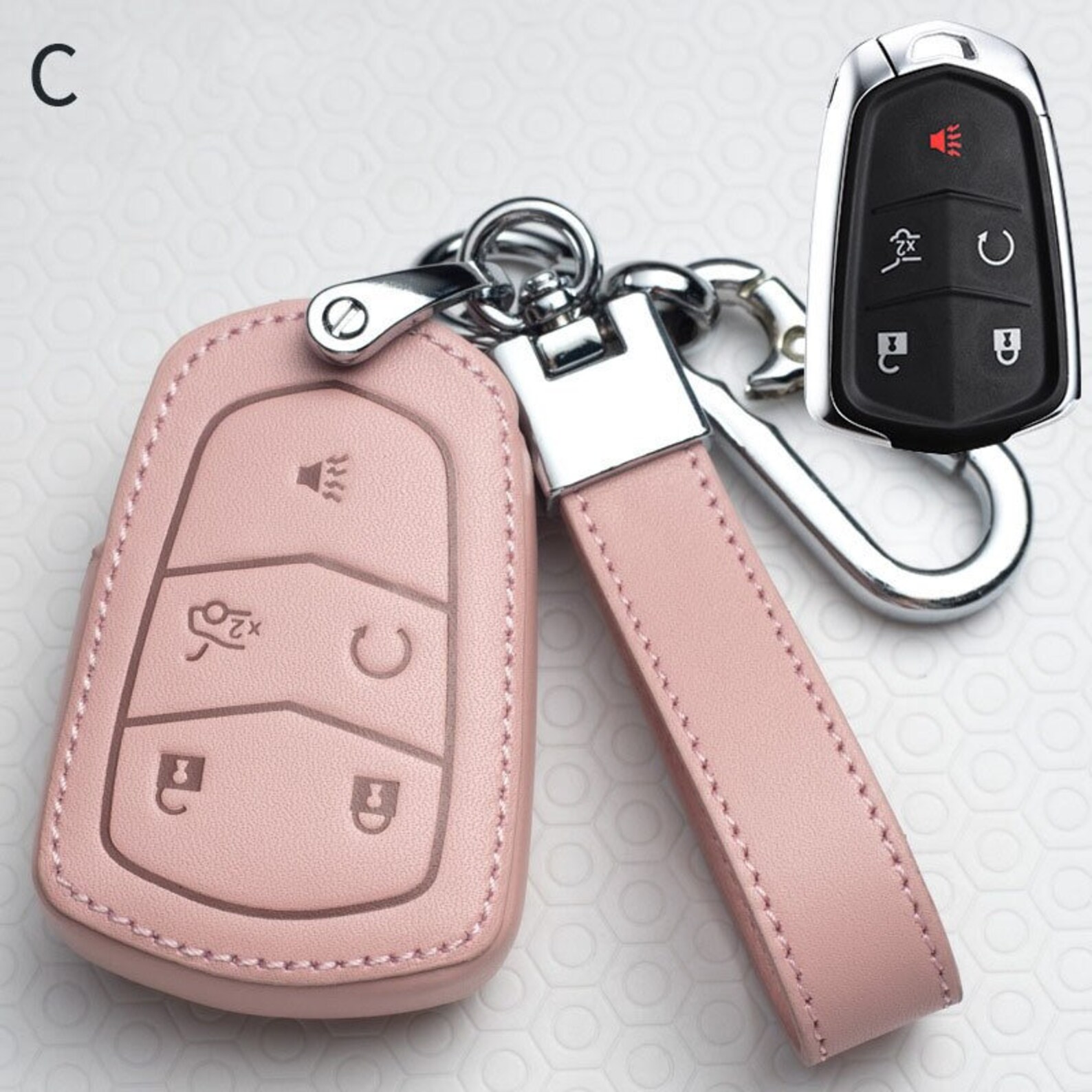 3 Types Cadillac Leather Cute Pink Black Car Key Fob Case For | Etsy