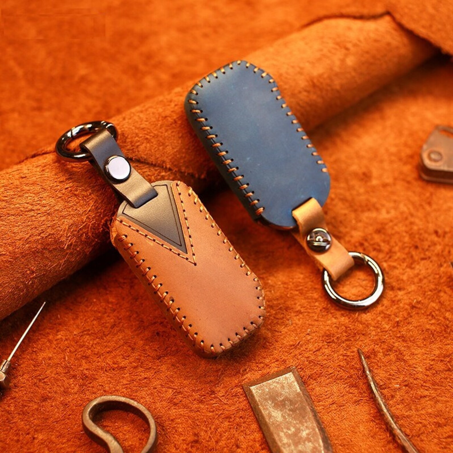 KIA Vintage Luxury Leather Car Key Fob Cover Case Pouch Holder Etsy