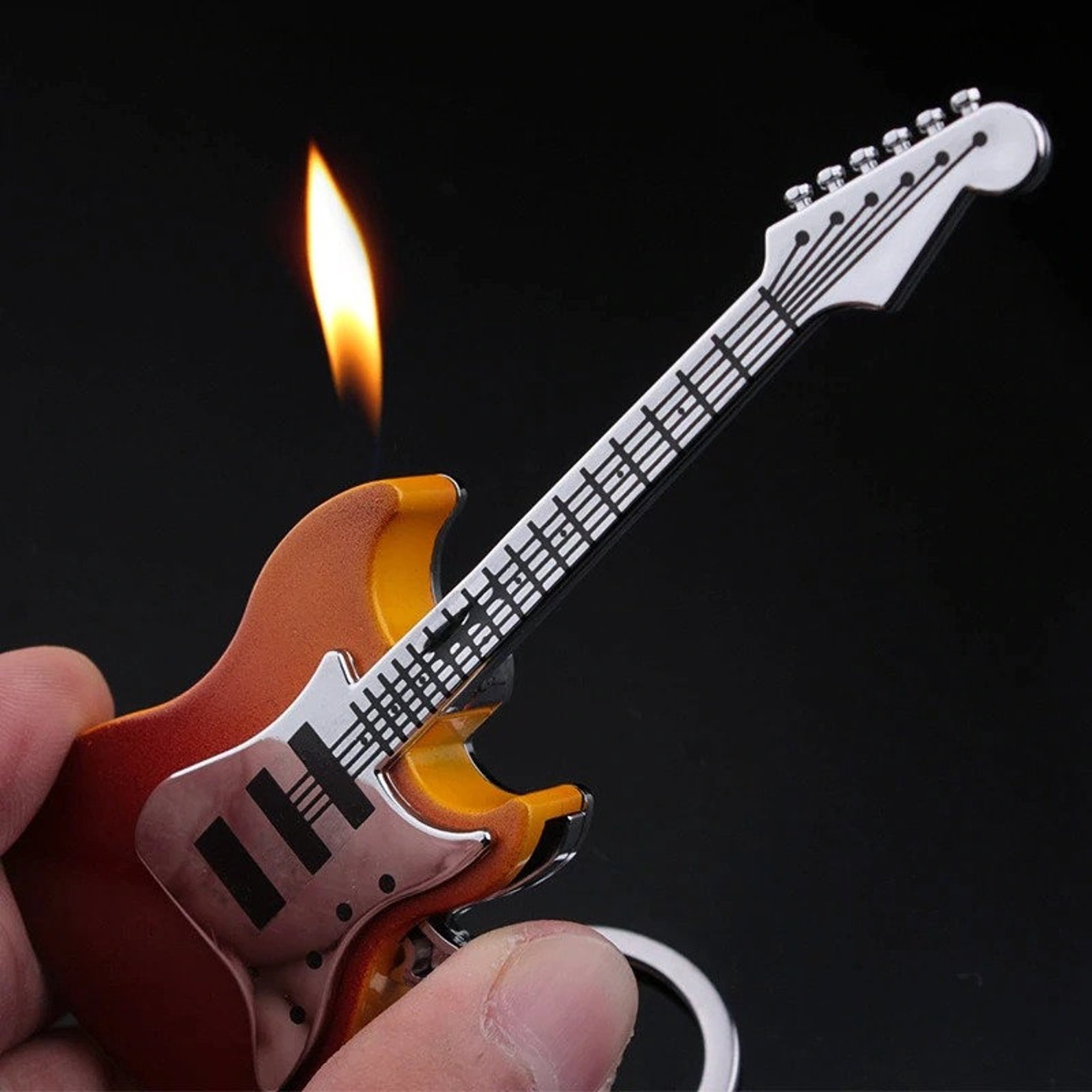 Guitar Lighter with keychain Creative Cigarette Lighters Etsy