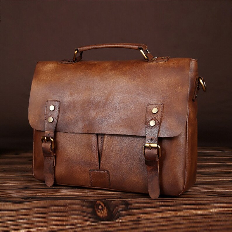 New Vintage Men Briefcase Best Favorite Cowhide Leather Office Computer Laptop iPad Protective Bag Handbag Laptop Tote Bag Fashion Business