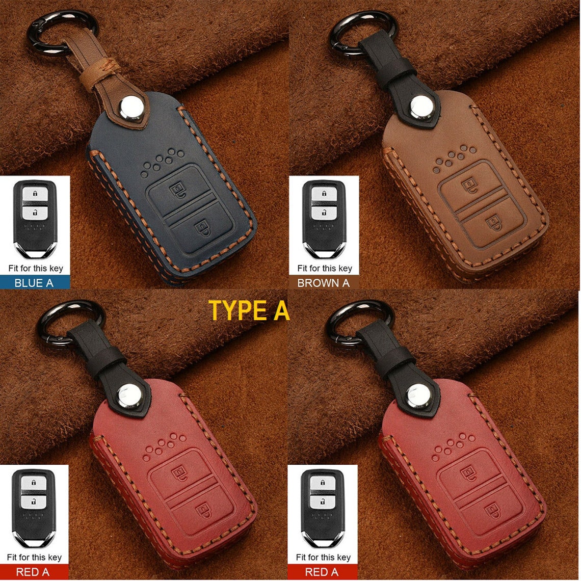 Honda Key Case Leather Best Car Key Cover Keychain Fob Holder Etsy