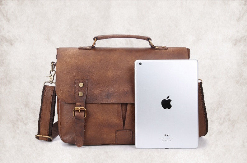New Vintage Men Briefcase Best Favorite Cowhide Leather Office Computer Laptop iPad Protective Bag Handbag Laptop Tote Bag Fashion Business
